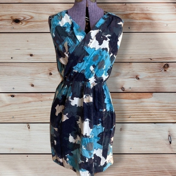 🦄 Women's Mossimo Sun Dress Blue and White Abstract Pattern Medium - Picture 1 of 8